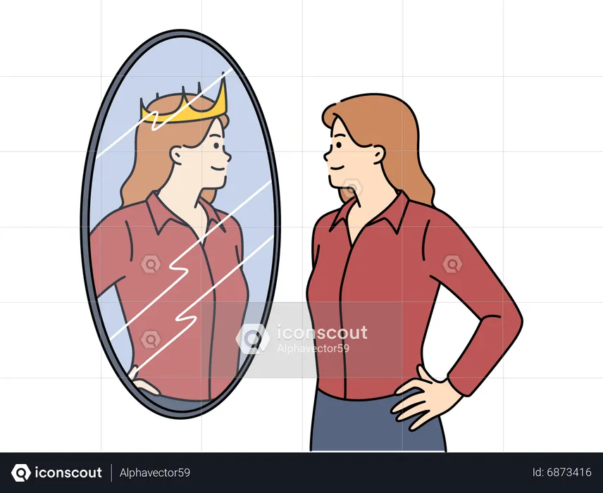 Woman looking dream of queen  Illustration