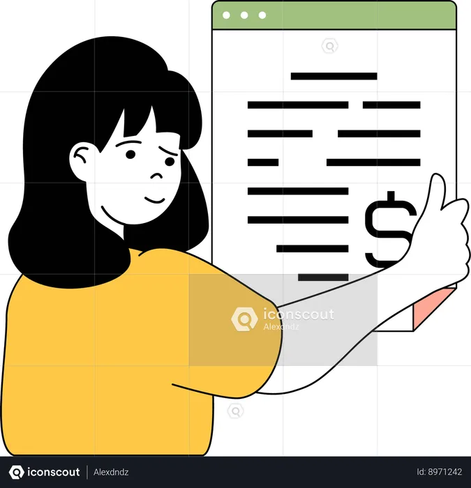 Woman looking financial report  Illustration