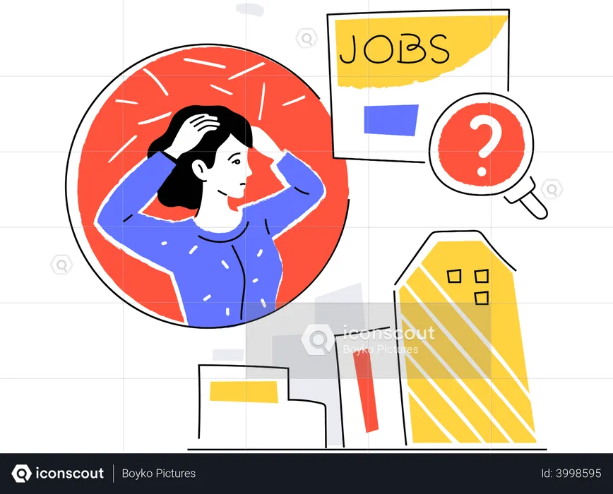 Woman looking for available vacancies  Illustration