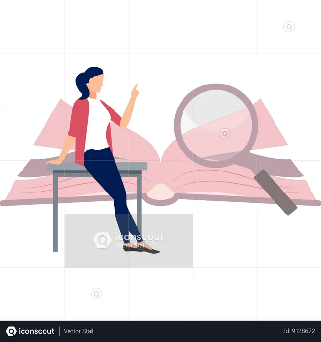 Woman looking for books  Illustration