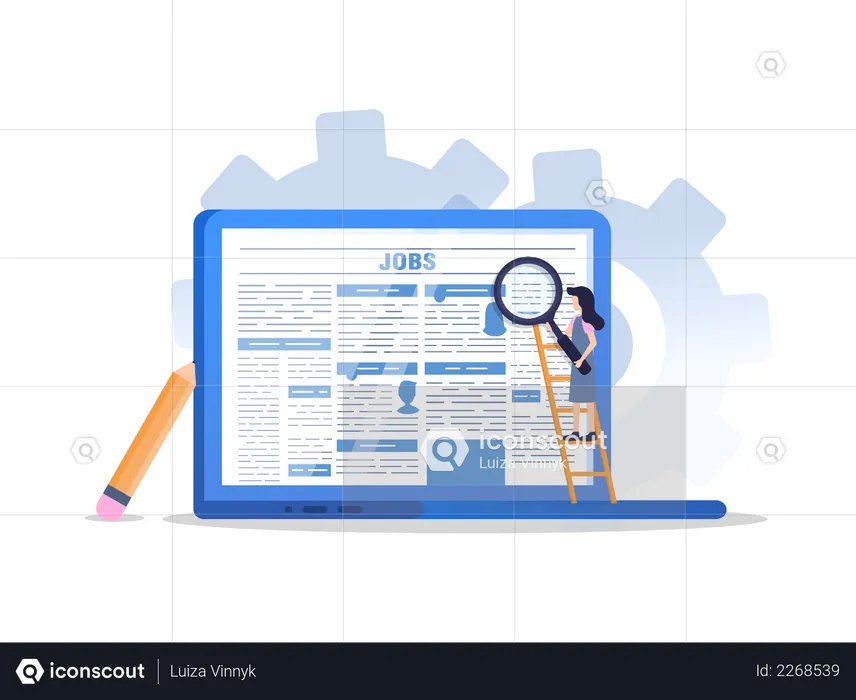 Woman Looking for Job  Illustration