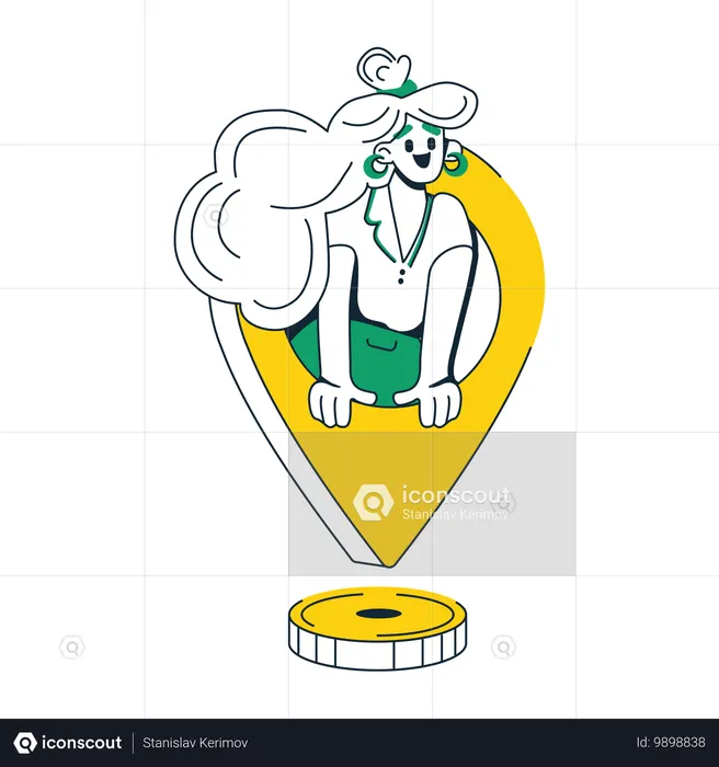 Woman looking for location for her finances  Illustration