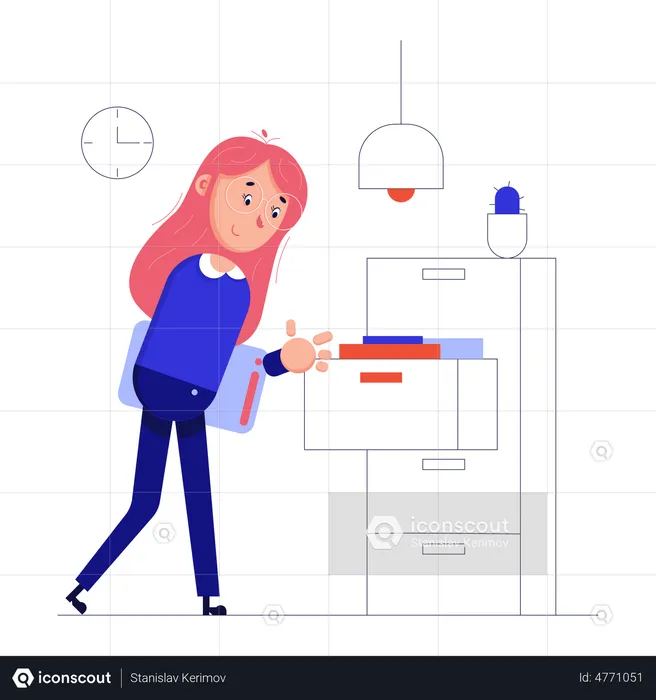 Woman looking for the right documents  Illustration