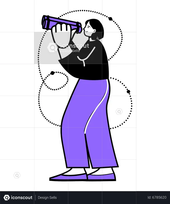 Woman looking in binoculars  Illustration