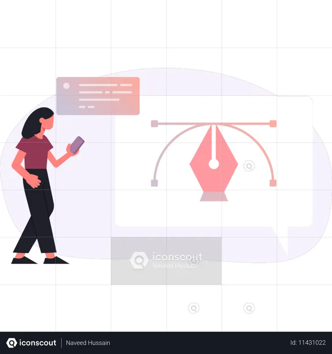 Woman  looking online education  Illustration