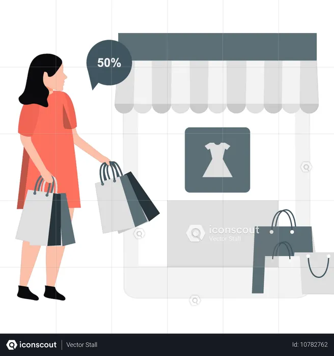 Woman looking online shopping  Illustration