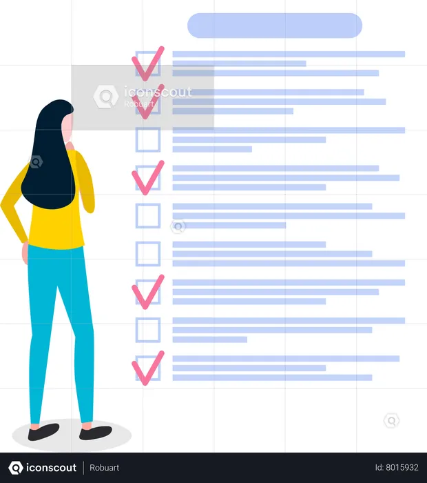 Woman looking planning schedule  Illustration