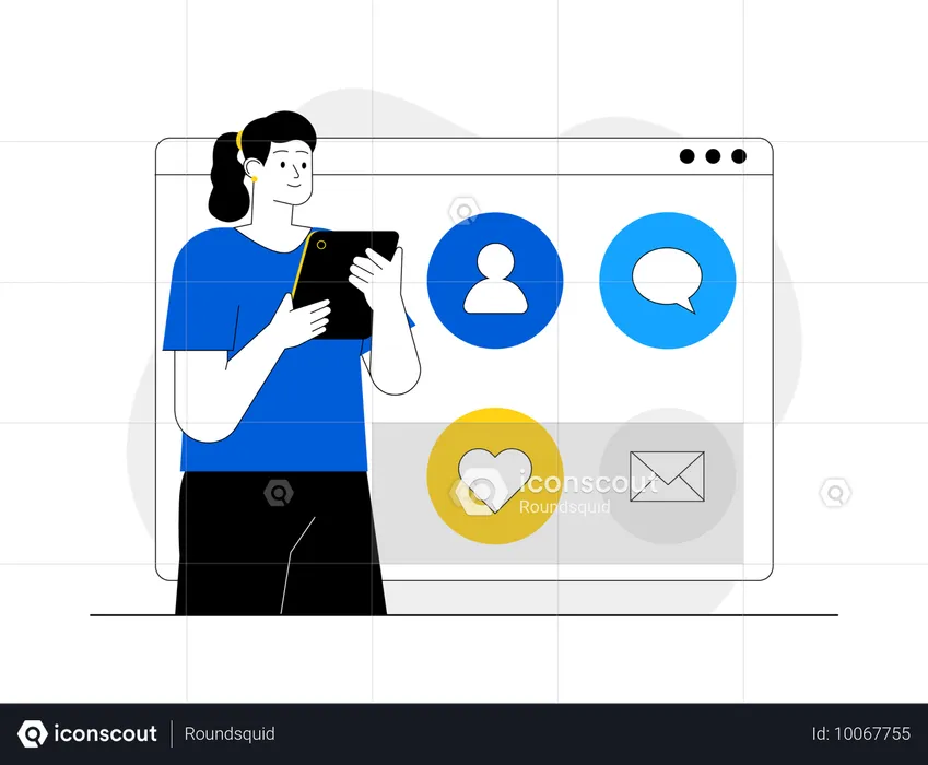 Woman looking social media comment  Illustration