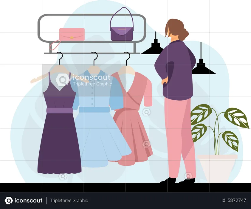 Woman looking to buy dress  Illustration