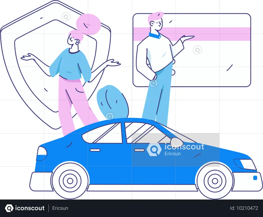 Woman looks for car safety  Illustration