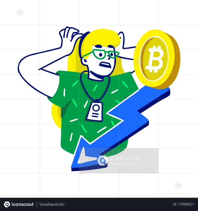 Woman Losing in Crypto  Illustration