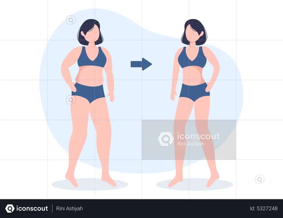 Woman losing weight  Illustration