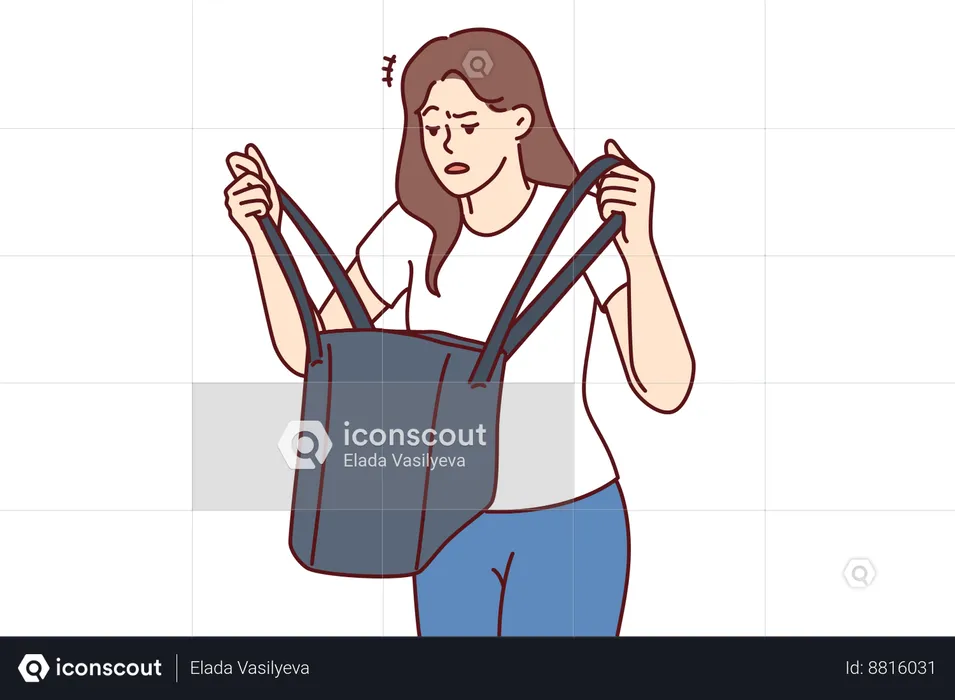 Woman lost her house keys  Illustration