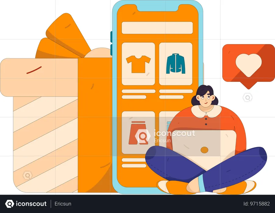 Woman loves online shopping  Illustration