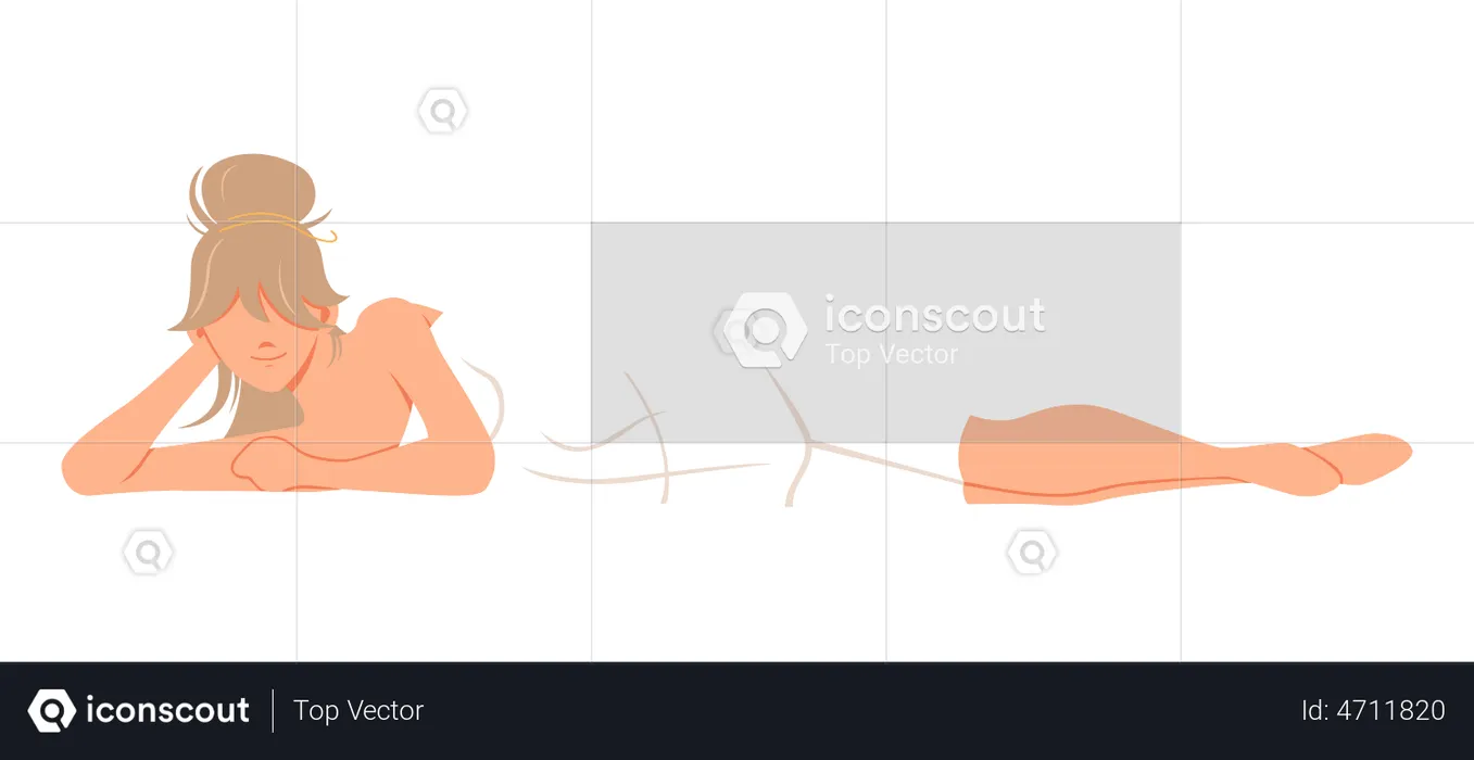 Woman lying and relaxing in sauna  Illustration