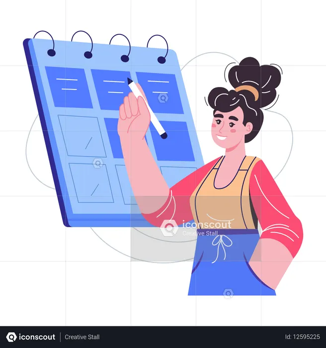 Woman maintains Scheduling strategy planning  Illustration