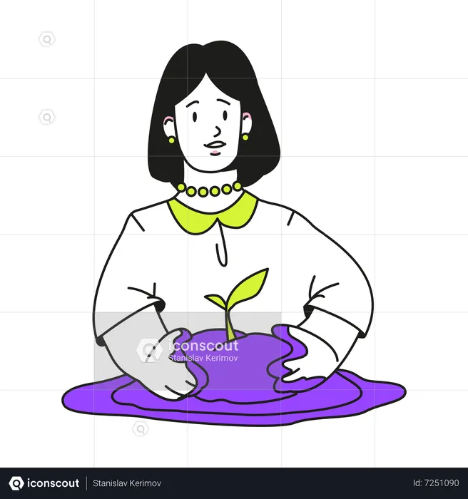 Woman makes an investment  Illustration