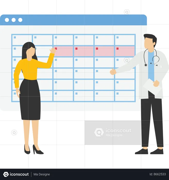 Woman makes appointment with doctor  Illustration