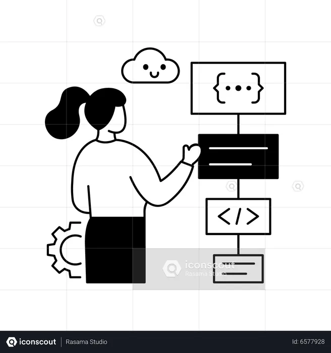 Woman Making Algorithm  Illustration