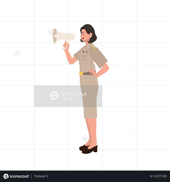 Woman making announcement  Illustration