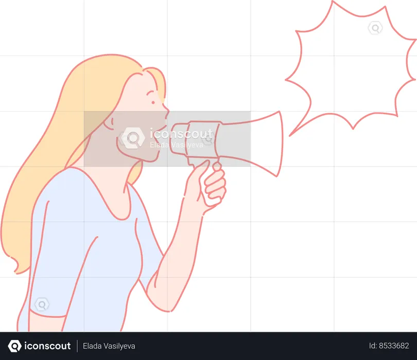 Woman Making Announcement  Illustration