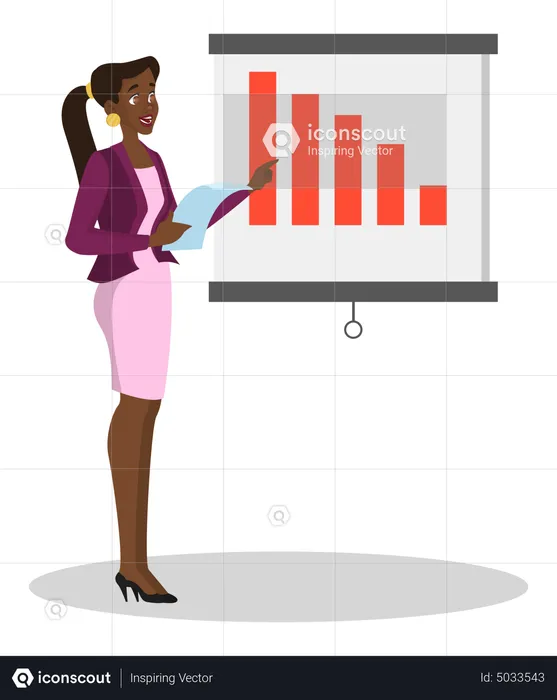 Woman making business presentation and pointing at the graph  Illustration