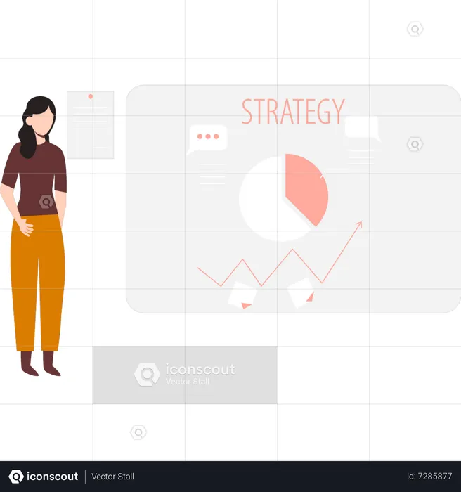 Woman making business strategy  Illustration