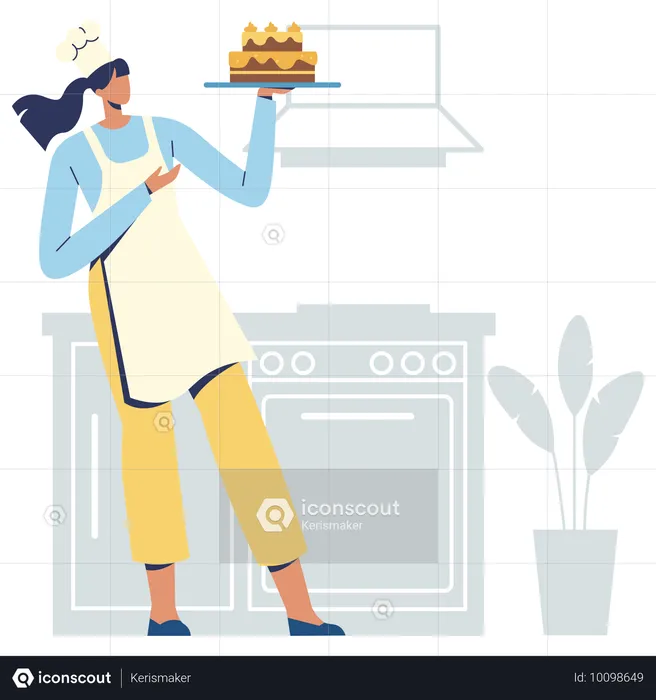 Woman making Cake  Illustration