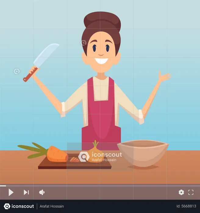 Woman making cooking blog  Illustration