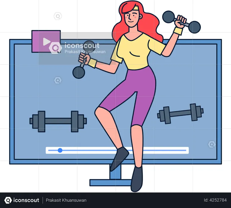 Woman making exercise tutorial  Illustration