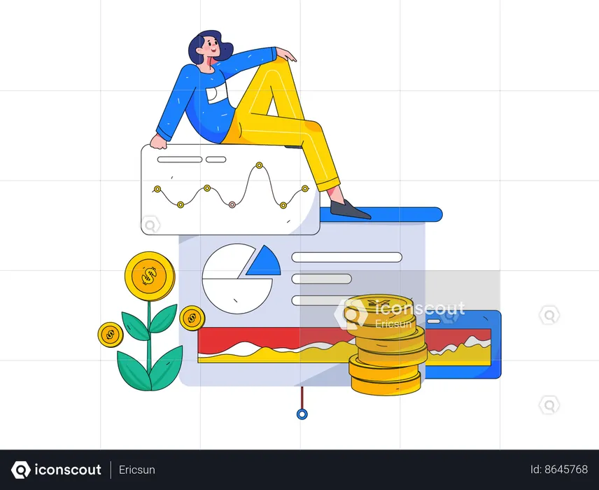 Woman making financial analysis  Illustration