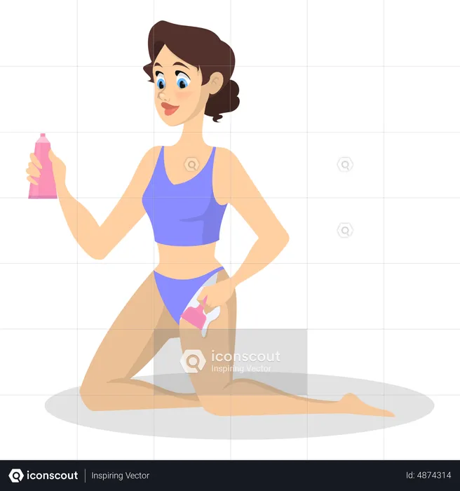 Woman making hair removal procedure on the leg  Illustration