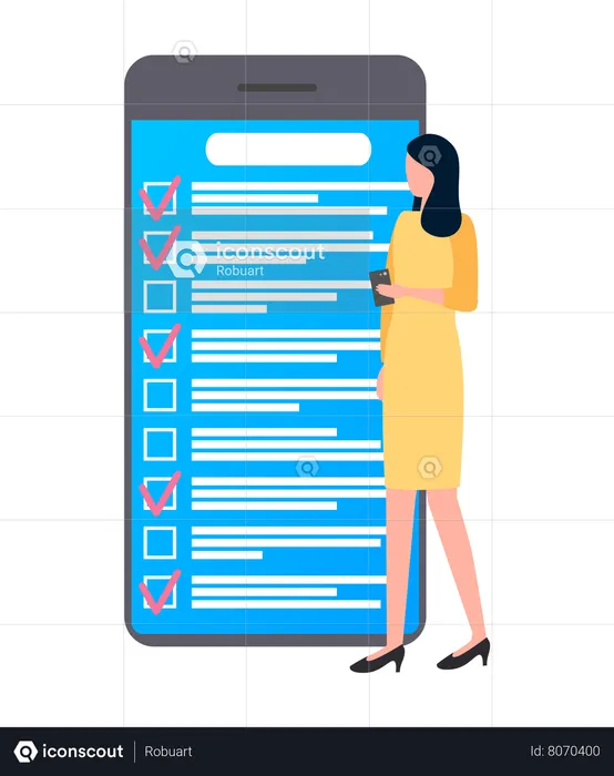 Woman making planning list  Illustration