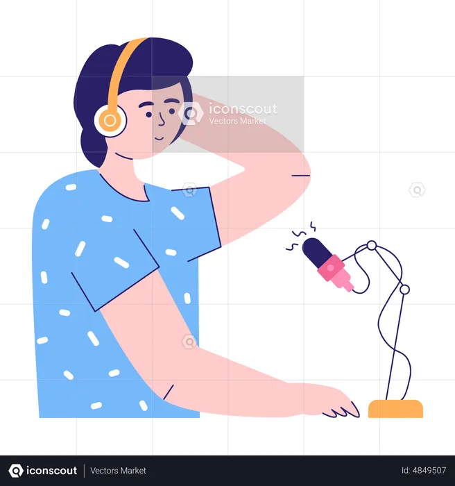 Woman Making Podcast  Illustration