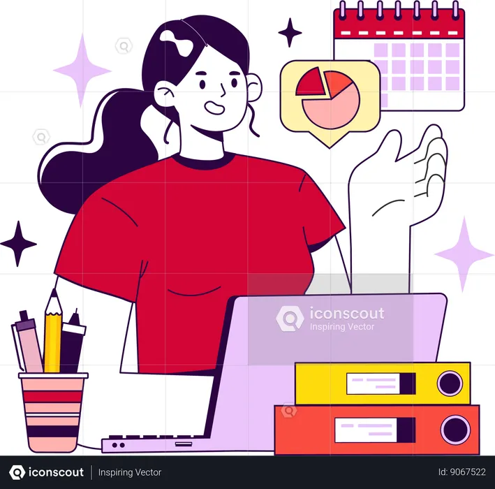 Woman making project schedule  Illustration
