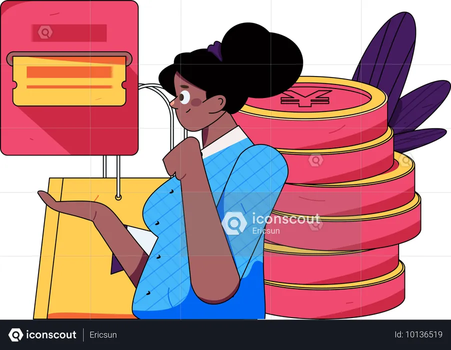 Woman making purchase from digital platform  Illustration