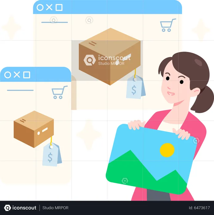 Woman Making Responsive Shopping Website  Illustration