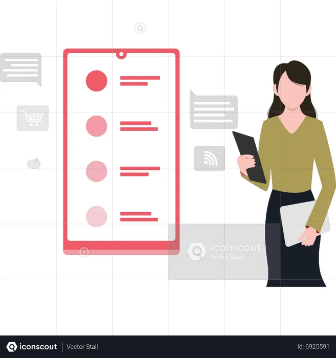 Woman making schedule list  Illustration