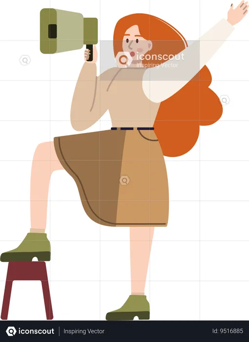 Woman making shopping announcement  Illustration