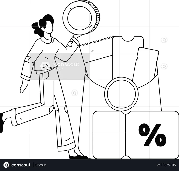 Woman making shopping purchase from discount coupon-01new  Illustration