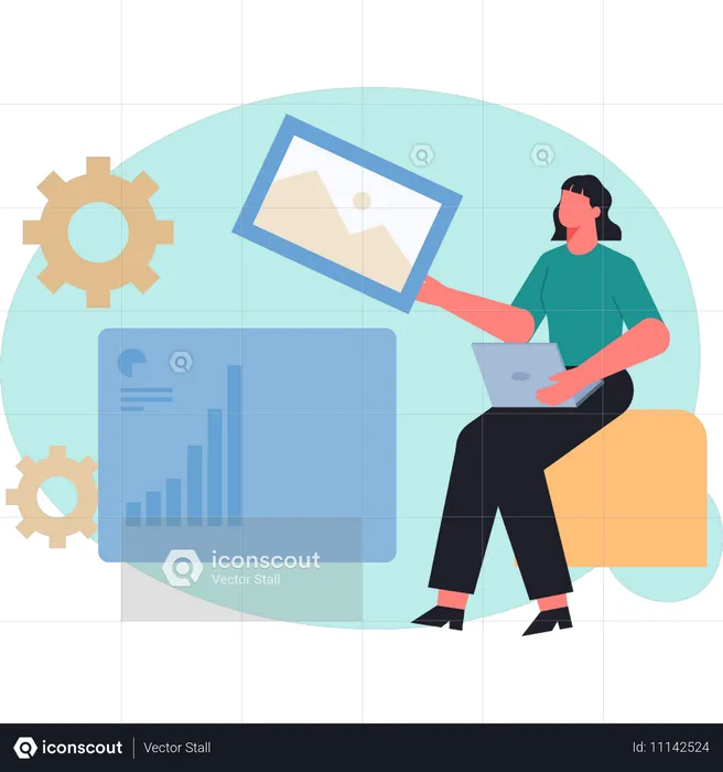 Woman making UI design  Illustration