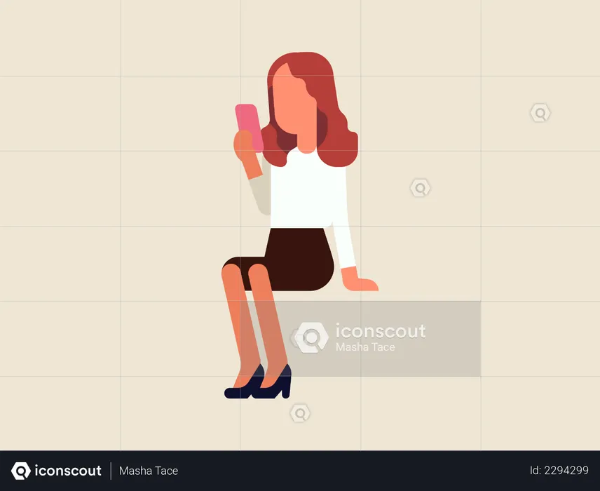 Woman making video call on her phone  Illustration