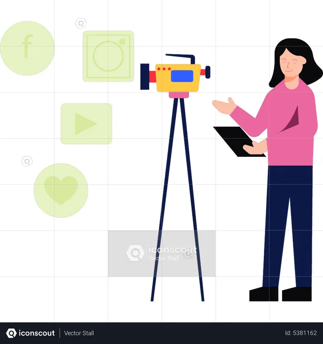 Woman making videos for social platforms  Illustration