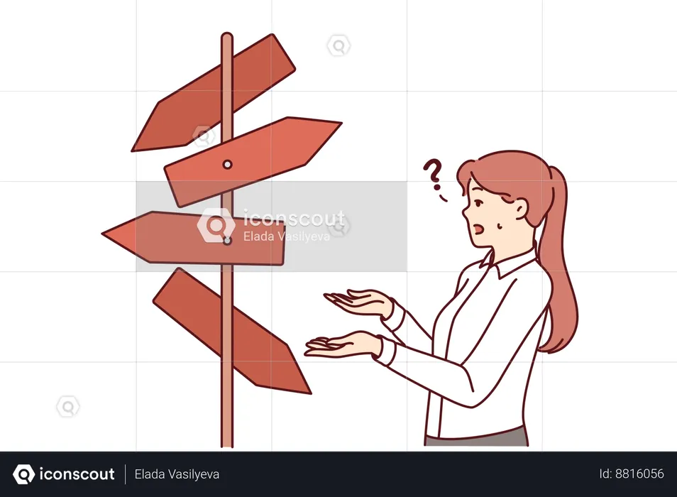 Woman manager makes difficult choice  Illustration