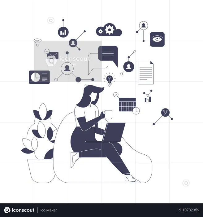 Woman manager monitoring and optimize business processes  Illustration