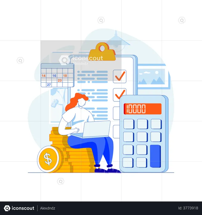 Woman managing expenses  Illustration
