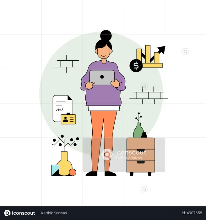 Woman managing sales  Illustration