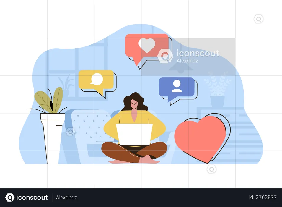 Woman marketing on social media  Illustration