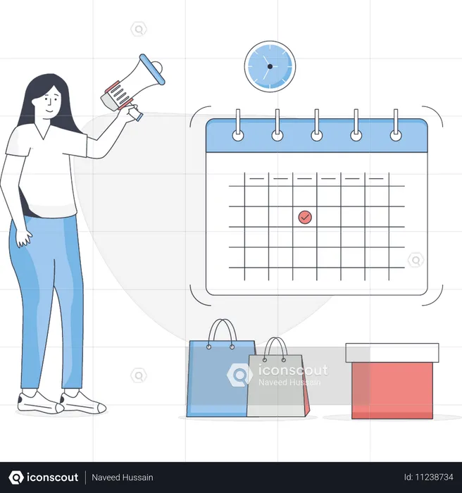 Woman marketing reminder calendar  Illustration