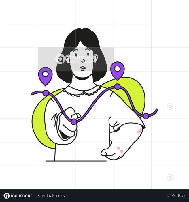Woman marks the points on the graph  Illustration